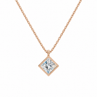 Stellaire Princess Bezel Solitaire Lab-Grown Diamond Pendant Necklace in 14K Rose Gold, front view