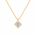 Stellaire Princess Bezel Solitaire Lab-Grown Diamond Pendant Necklace in 14K Yellow Gold, front view