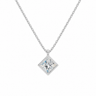 Stellaire Princess Bezel Solitaire Lab-Grown Diamond Pendant Necklace in 18K White Gold, front view