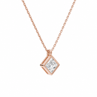 Stellaire Princess Bezel Solitaire Diamond Pendant Necklace in 14K Rose Gold second product view