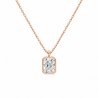 Stellaire Radiant Bezel Solitaire Lab-Grown Diamond Pendant Necklace in 14K Rose Gold, front view