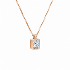 Stellaire Radiant Bezel Solitaire Lab-Grown Diamond Pendant Necklace in 14K Rose Gold, alternate product view