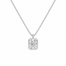 Stellaire Radiant Bezel Solitaire Lab-Grown Diamond Pendant Necklace in 14K White Gold, front view
