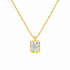Stellaire Radiant Bezel Solitaire Lab-Grown Diamond Pendant Necklace in 14K Yellow Gold, front view