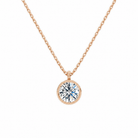 Stellaire Round Bezel Solitaire Lab-Grown Diamond Pendant Necklace in 14K Rose Gold, front view