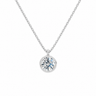 Stellaire Round Bezel Solitaire Lab-Grown Diamond Pendant Necklace in 18K White Gold, front view