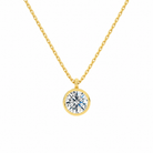 Stellaire Round Bezel Solitaire Lab-Grown Diamond Pendant Necklace in 18K Yellow Gold, front view