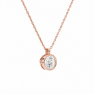Stellaire Round Bezel Solitaire Diamond Pendant Necklace in 14K Rose Gold second product view