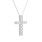 Iris Shared Prong Cross Diamond Necklace in Platinum second product view