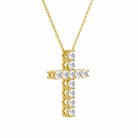 Iris Shared Prong Cross Diamond Necklace in 14K Yellow Gold second product view