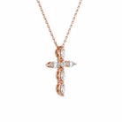 Saphira Cross Diamond Necklace in 14K Rose Gold second product view