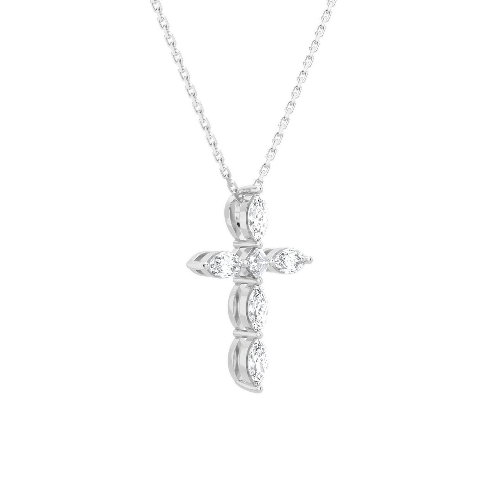 Saphira Cross Diamond Necklace in Platinum second product view