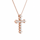 Thea Cross Diamond Pendant Necklace in 14K Rose Gold second product view