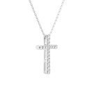 Yara French Pave Cross Diamond Pendant Necklace in 14K White Gold second product view