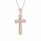 Zelie Flare Edge Cross Diamond Pendant Necklace in 14K Rose Gold second product view