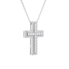 Evora Pave Edge Cross Diamond Pendant Necklace in 18K White Gold second product view