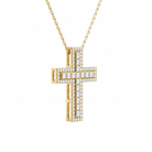 Evora Pave Edge Cross Diamond Pendant Necklace in 14K Yellow Gold second product view