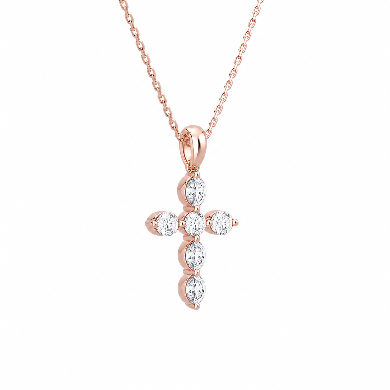 Idalia Cross Diamond Necklace in 14K Rose Gold second product view