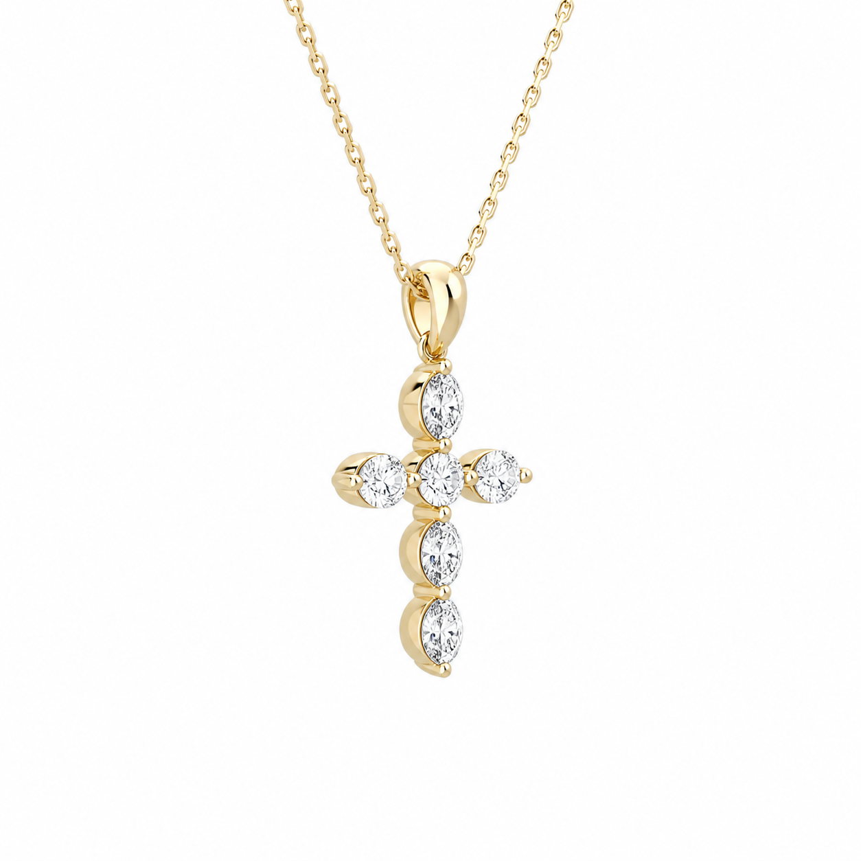 Idalia Cross Diamond Necklace in 18K Yellow Gold second product view