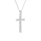Orienne Tapered Baguette Cross Diamond Pendant Necklace in 18K White Gold second product view