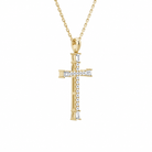 Orienne Tapered Baguette Cross Diamond Pendant Necklace in 14K Yellow Gold second product view