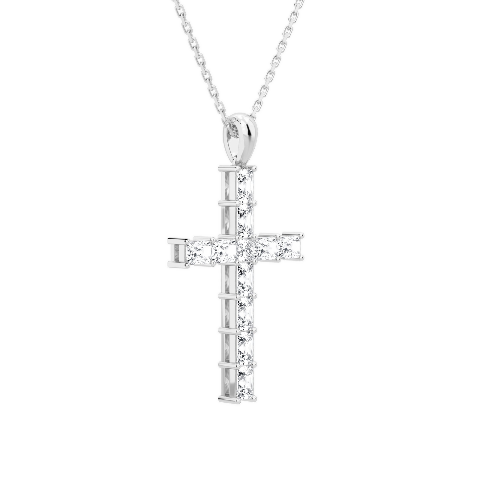 Ophira Mixed Cross Diamond Pendant Necklace in 14K White Gold second product view