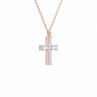 Sora Baguette Cross Diamond Pendant Necklace in 14K Rose Gold second product view