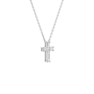Sora Baguette Cross Diamond Pendant Necklace in 18K White Gold second product view