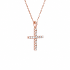 Hollis Classic Cross Diamond Pendant Necklace in 14K Rose Gold second product view