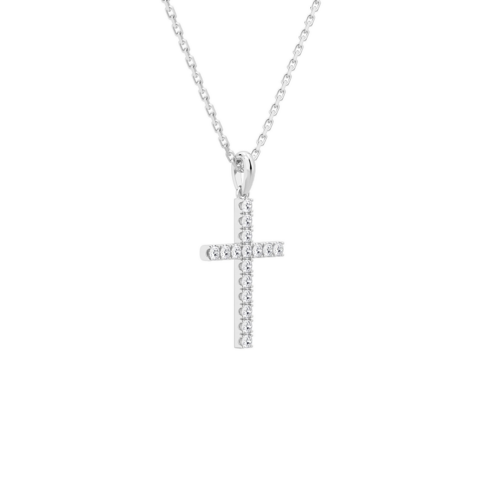 Hollis Classic Cross Diamond Pendant Necklace in Platinum second product view