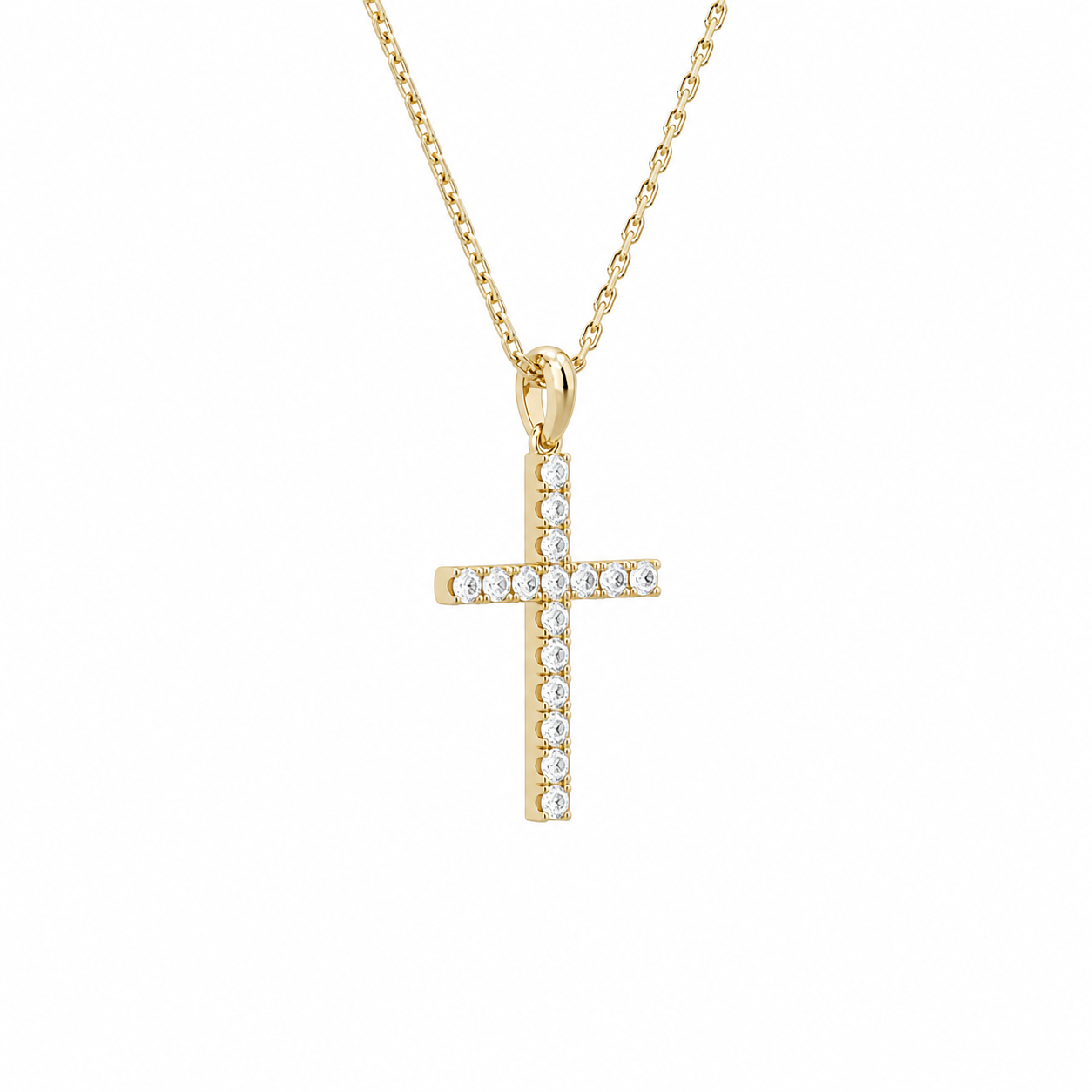Hollis Classic Cross Diamond Pendant Necklace in 14K Yellow Gold second product view