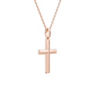 Laurel Beveled Edge Polished Cross Diamond Pendant Necklace in 14K Rose Gold second product view