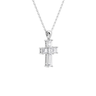 Milena Tapered Baguette Cross Diamond Pendant Necklace in Platinum second product view