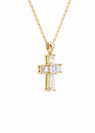 Milena Tapered Baguette Cross Diamond Pendant Necklace in 18K Yellow Gold second product view