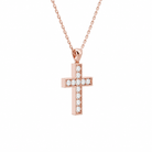 Rivka Bead Bright Cross Diamond Pendant Necklace in 14K Rose Gold second product view