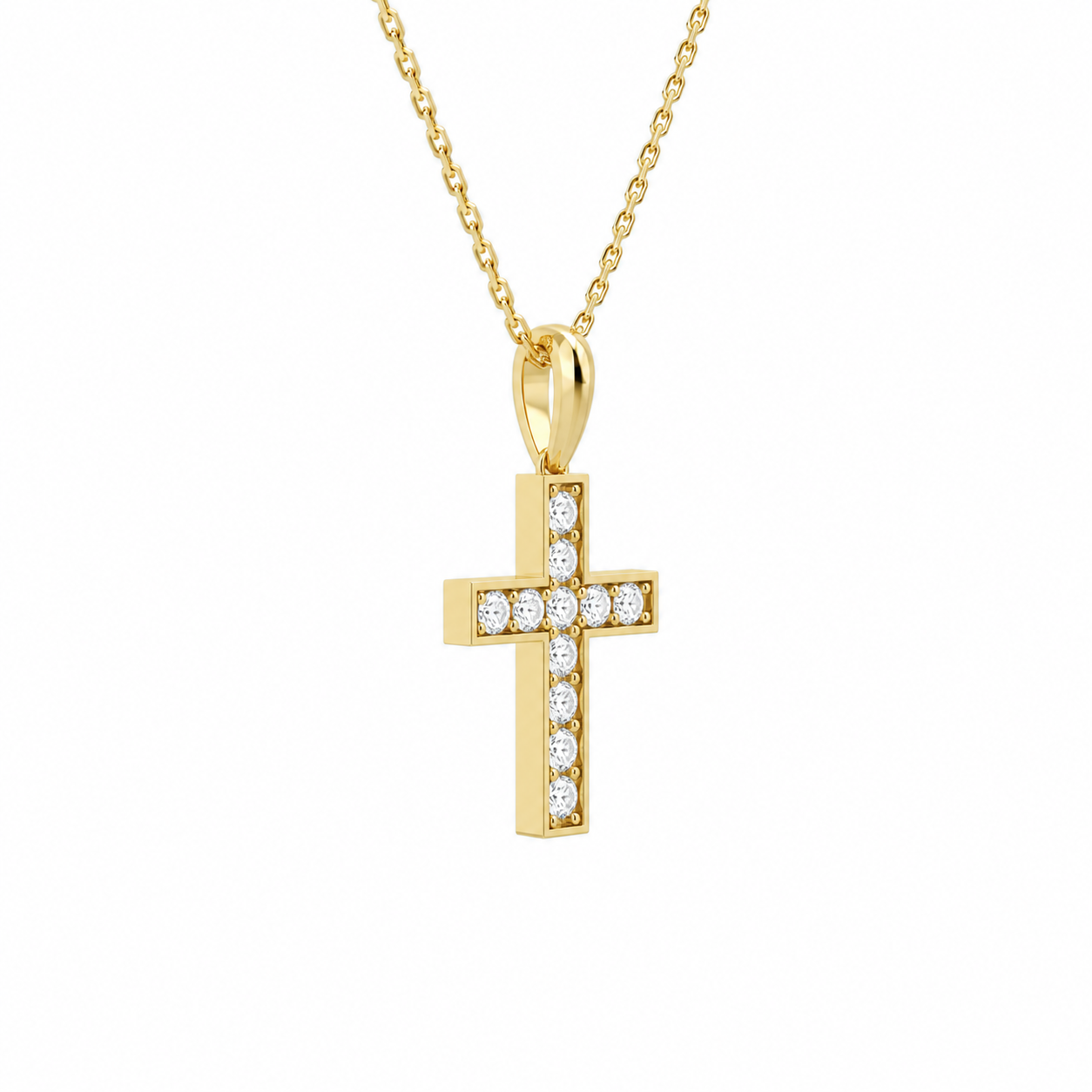 Rivka Bead Bright Cross Diamond Pendant Necklace in 18K Yellow Gold second product view