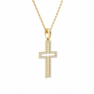 Winslet Classic Open Cross Diamond Pendant Necklace in 18K Yellow Gold second product view