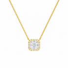 Jessa Asscher Halo Lab-Grown Diamond Necklace in 14K Yellow Gold, front view