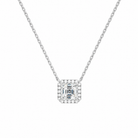 Jessa Asscher Halo Lab-Grown Diamond Necklace in 18K White Gold, front view