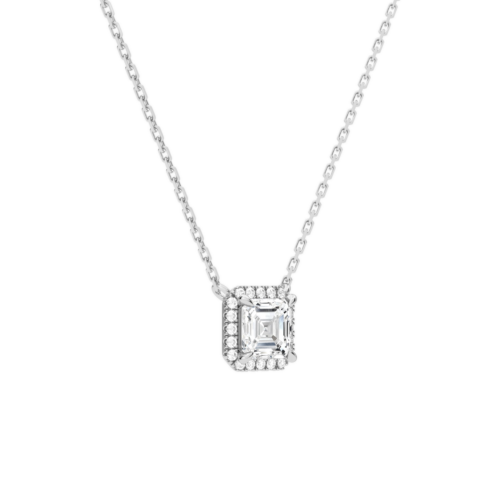 Jessa Asscher Halo Diamond Necklace in Platinum second product view