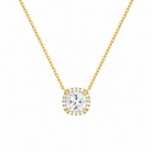 Jessa Cushion Halo Lab-Grown Diamond Necklace in 14K Yellow Gold, front view