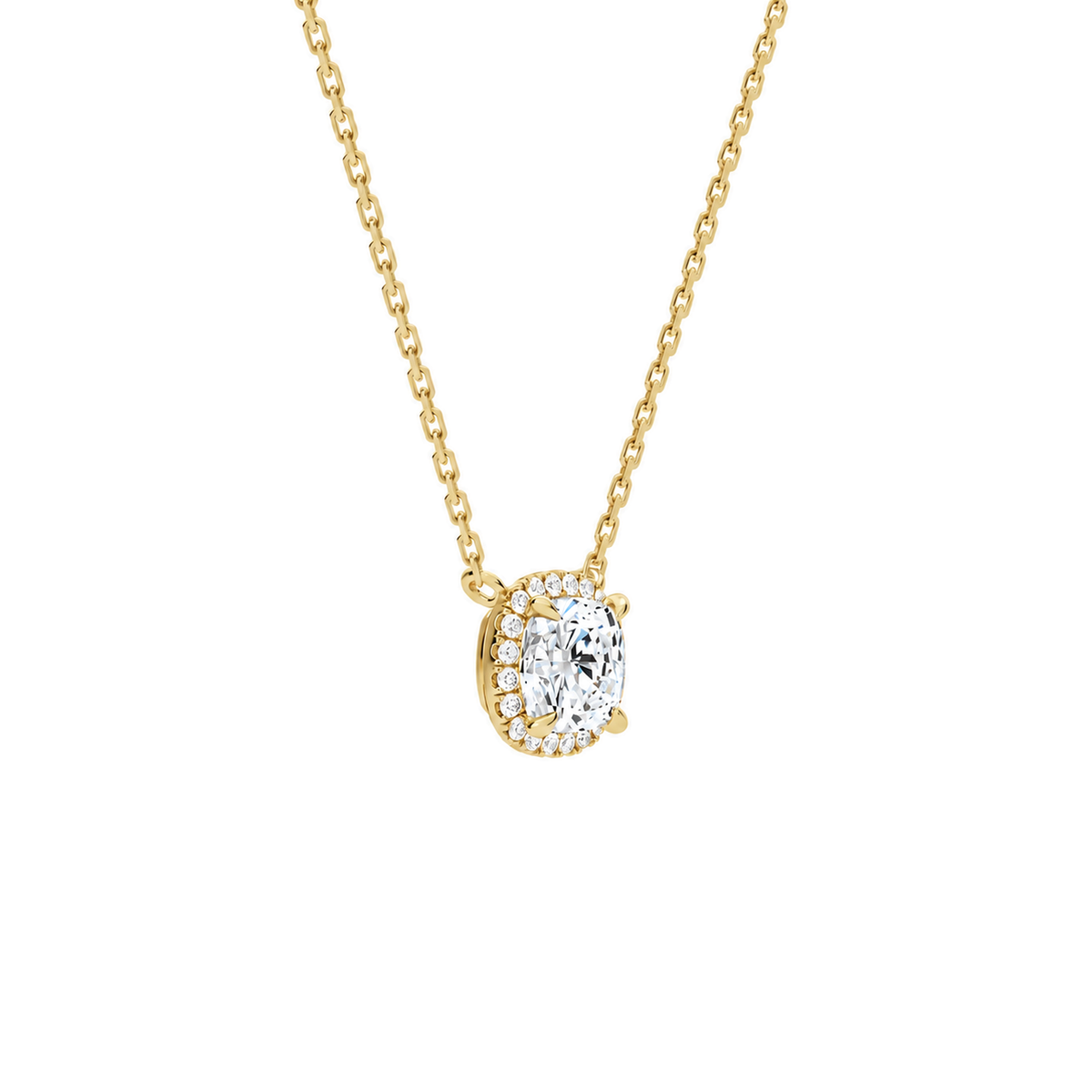 Jessa Cushion Halo Lab-Grown Diamond Necklace in 18K Yellow Gold, alternate product view