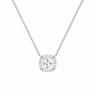 Jessa Cushion Halo Lab-Grown Diamond Necklace in Platinum, front view