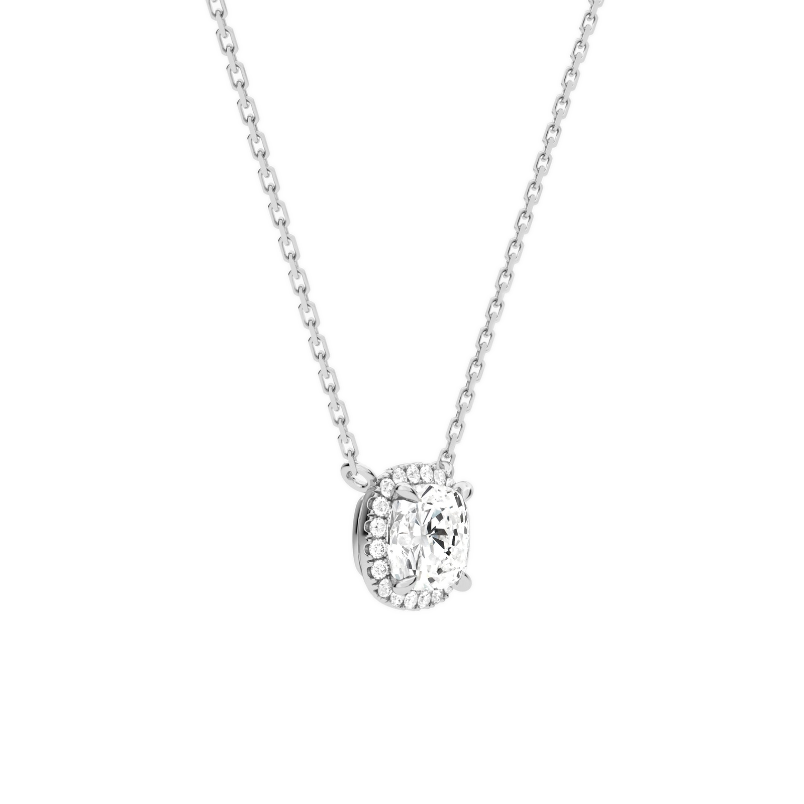 Jessa Cushion Halo Diamond Necklace in Platinum second product view