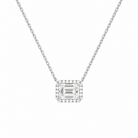 Jessa Emerald Halo Lab-Grown Diamond Necklace in 18K White Gold, front view