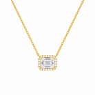 Jessa Emerald Halo Lab-Grown Diamond Necklace in 18K Yellow Gold, front view