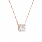 Jessa Emerald Halo Diamond Necklace in 14K Rose Gold second product view