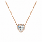 Jessa Heart Halo Lab-Grown Diamond Necklace in 14K Rose Gold, front view