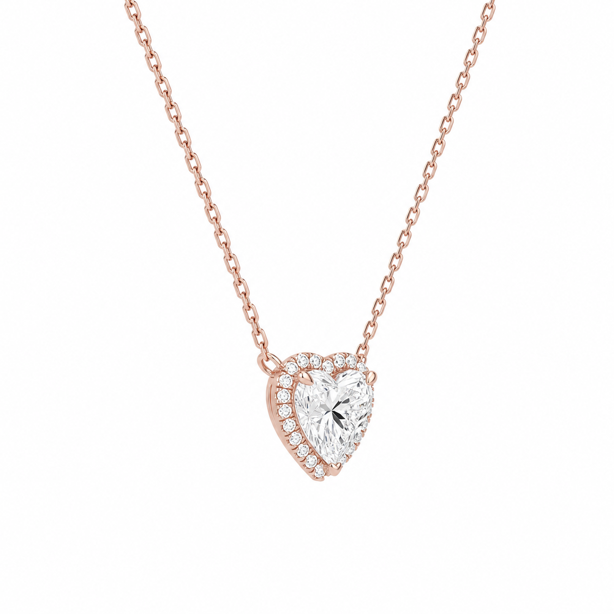 Jessa Heart Halo Diamond Necklace in 14K Rose Gold second product view