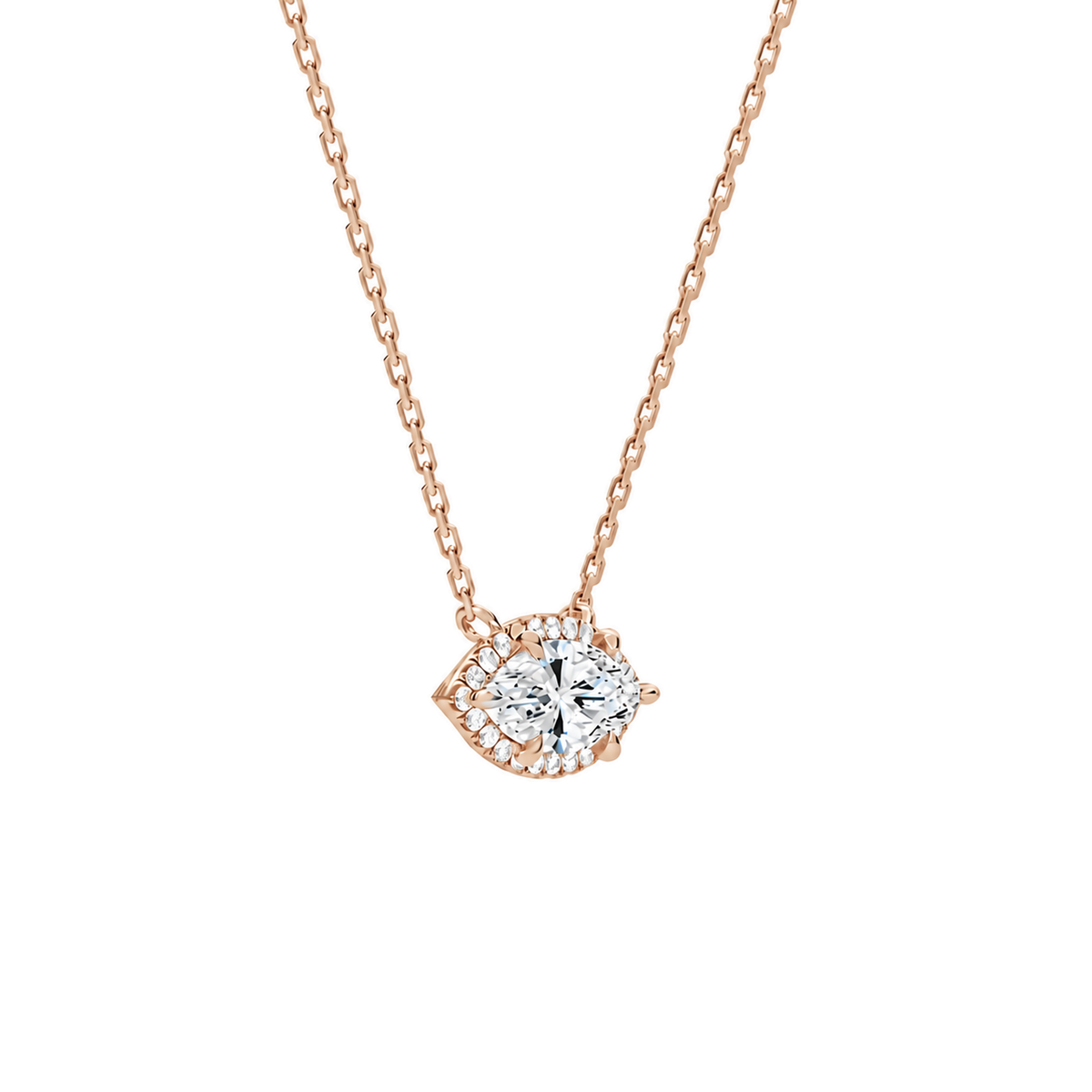 Jessa Marquise Halo Lab-Grown Diamond Necklace in 14K Rose Gold, alternate product view